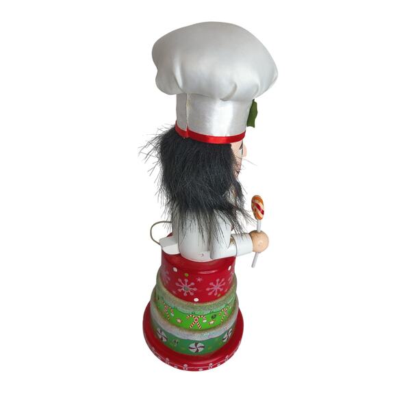 Pier 1 Light Up LED Wooden Nutcracker Chef on Christmas Cake - Picture 6 of 9